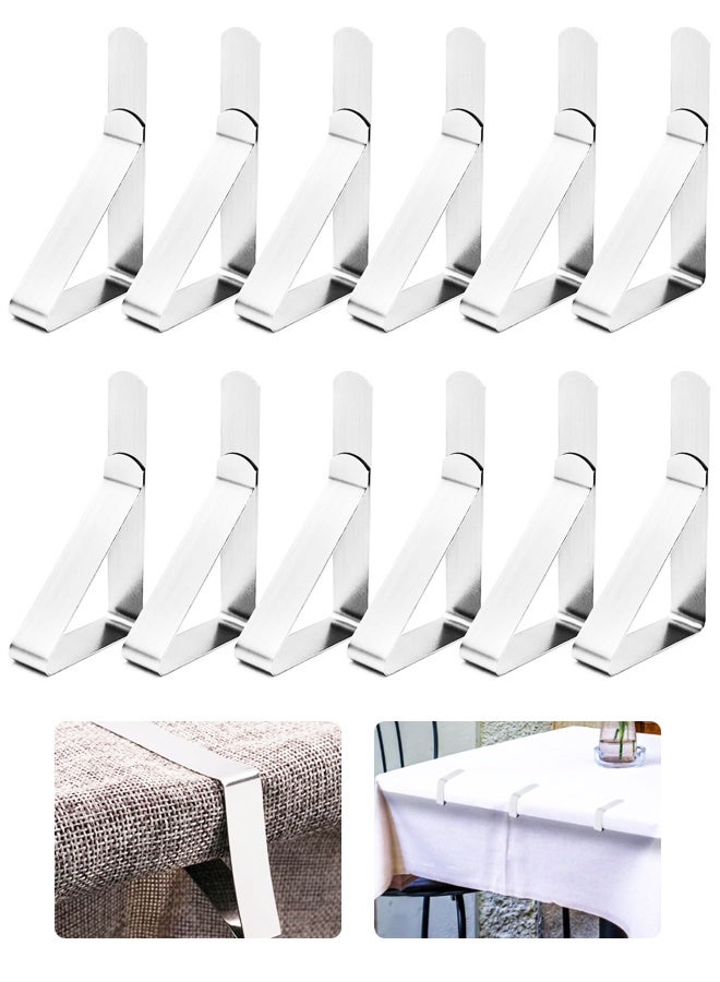 12PCS مقاطع قماش المائدة من الفولاذ المقاوم للصدأ ، مقاطع طاولة طعام ثقيلة لحفلات زفاف نزهة - Image 1