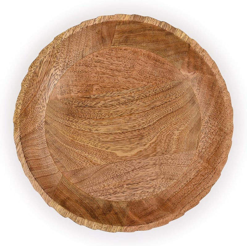 BHAVATU SALAD BOWL Mango Wood Round Shaped Serving Bowl Server for Foods Salads Fruits Bread  Dining Table  Kitchen Counter Dcor 12 X 12 X 475 - Image 4