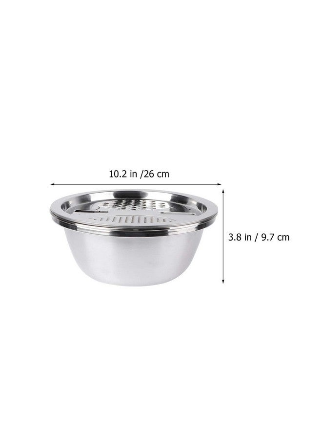 OSALADI Grains Washing Bowl 3 in 1 Stainless Steel Grater Vegetable Fruit Drain Basket Vegetable Cutter Slicer Basket Water Filter Bowl for Home and Kitchen Random Style Vegetable Strainer Bowl - Image 3