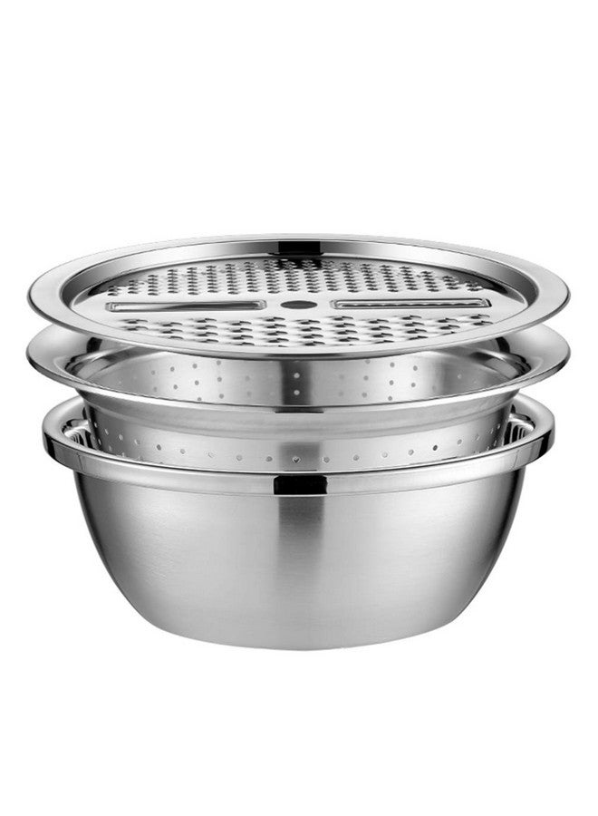 OSALADI Grains Washing Bowl 3 in 1 Stainless Steel Grater Vegetable Fruit Drain Basket Vegetable Cutter Slicer Basket Water Filter Bowl for Home and Kitchen Random Style Vegetable Strainer Bowl - Image 1