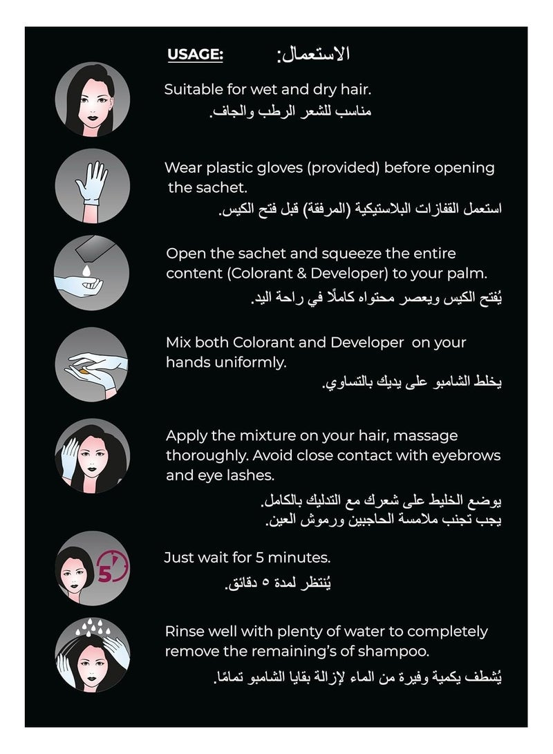 Siso Slim Hair Colour Shampoo Based Natural Black 10 x 20g - Image 5