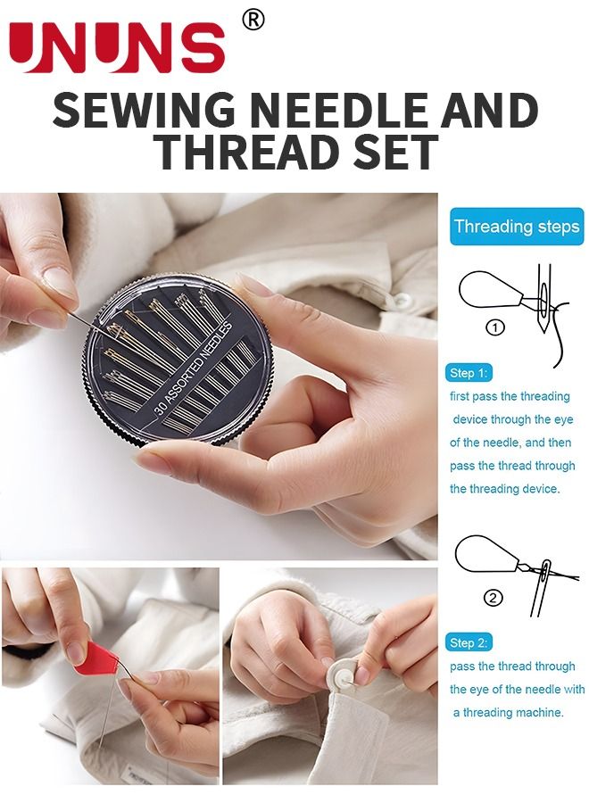 UNUNS Sewing Kit with Bag, Sewing Tools Kit Sewing Supplies for Home Travel and Kids Machine, Contains Thread, Needles, Scissors, Thimble, Tape Measure etc  - Image 5