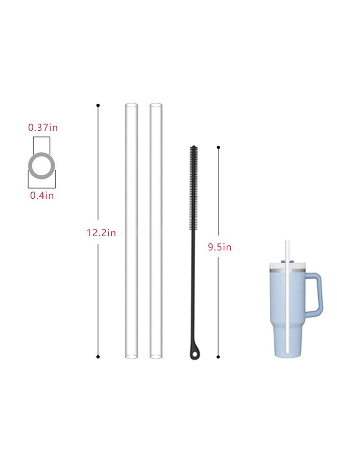 قطعتان من القش الشفاف + قطعة واحدة من فرشاة القش المصنوعة من السيليكون الأسود، فرشاة تنظيف القش الطويلة جدًا، قابلة لإعادة الاستخدام، منظف زجاجات الشرب أثناء السفر، فرشاة قابلة للانحناء لتنظيف الشقوق، منظف الأنابيب لتنظيف قشة العصائر (للقش 40 أونصة) - Image 2
