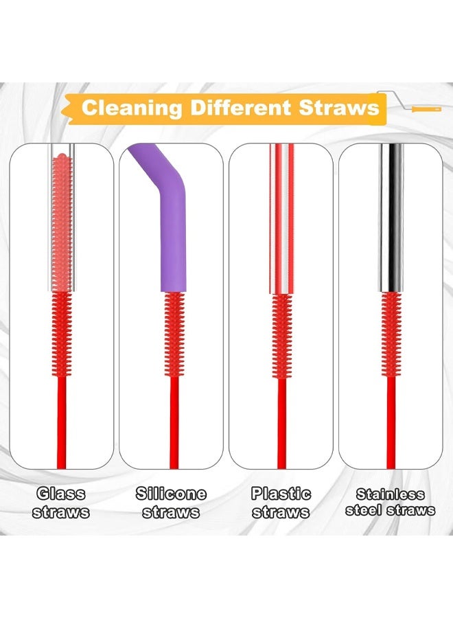 قطعتان من القش الشفاف + قطعة واحدة من فرشاة القش المصنوعة من السيليكون الأسود، فرشاة تنظيف القش الطويلة جدًا، قابلة لإعادة الاستخدام، منظف زجاجات الشرب أثناء السفر، فرشاة قابلة للانحناء لتنظيف الشقوق، منظف الأنابيب لتنظيف قشة العصائر (للقش 40 أونصة) - Image 3