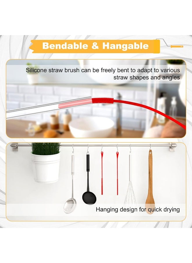 قطعتان من القش الشفاف + قطعة واحدة من فرشاة القش المصنوعة من السيليكون الأسود، فرشاة تنظيف القش الطويلة جدًا، قابلة لإعادة الاستخدام، منظف زجاجات الشرب أثناء السفر، فرشاة قابلة للانحناء لتنظيف الشقوق، منظف الأنابيب لتنظيف قشة العصائر (للقش 40 أونصة) - Image 5