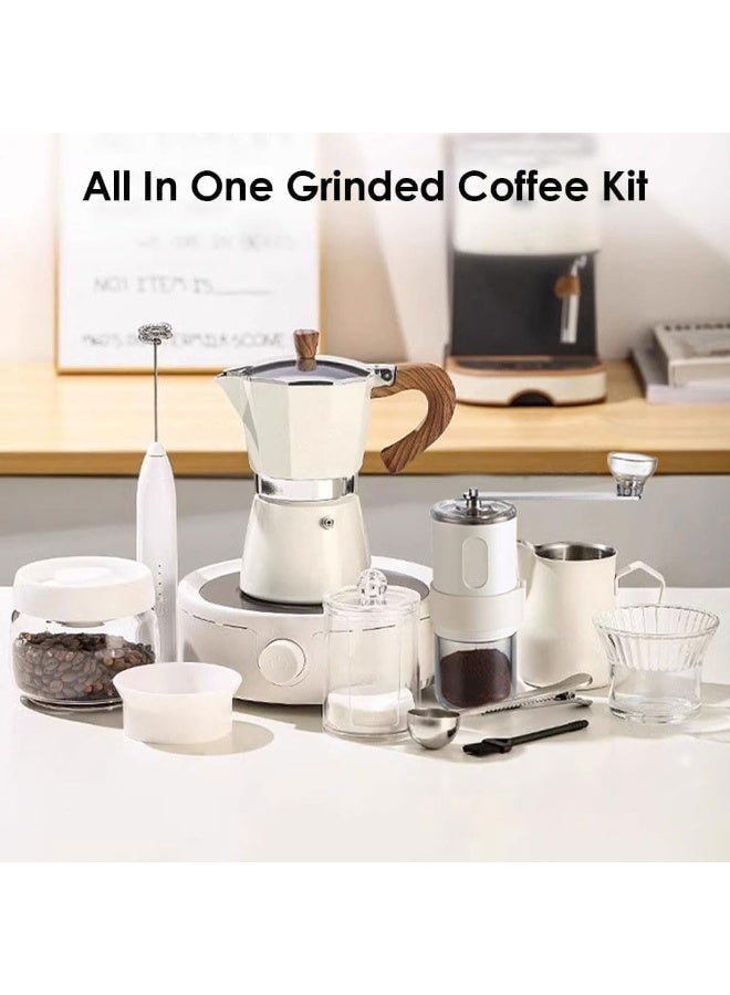 Pour Over Coffee Maker Set 7 Pieces White Premium Coffee Kit with Dosing Ring Dispenser for Perfect Brew Control Ideal for Home Baristas Travel  Camping - Image 4