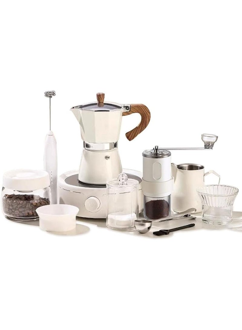 Pour Over Coffee Maker Set 7 Pieces White Premium Coffee Kit with Dosing Ring Dispenser for Perfect Brew Control Ideal for Home Baristas Travel  Camping - Image 1
