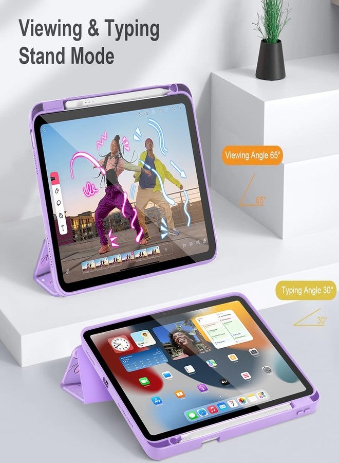May Chen for iPad (A16) 11th Generation Case 11 Inch 2025, iPad 10th Gen Case 2022 10.9 inch, Built-in Pencil Holder with Shockproof Cover Clear Transparent Back Shell Auto Wake/Sleep, Bows Purple - Image 5
