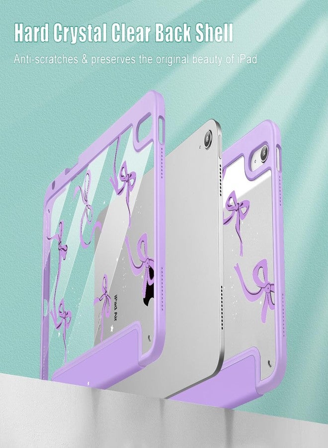 May Chen for iPad (A16) 11th Generation Case 11 Inch 2025, iPad 10th Gen Case 2022 10.9 inch, Built-in Pencil Holder with Shockproof Cover Clear Transparent Back Shell Auto Wake/Sleep, Bows Purple - Image 4