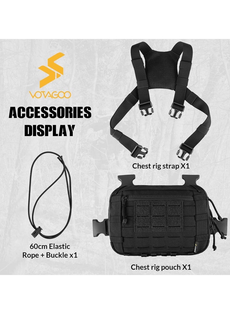 VOTAGOO VOTAGOO Tactical Chest Bag 2L Chest Rig Pouch with Compartment Adjustable Strap Outdoor  - Image 5
