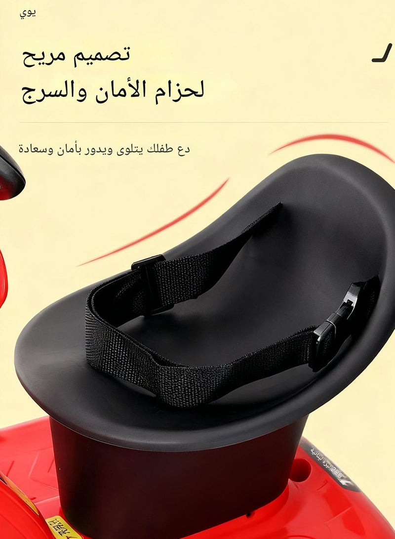 WEMART Kids Electric Scooter with Seat and Safety Belt, 4 Wheels Electric Ride On Toy for Kids, Parent Remote Control Car with Lights and Music, Red, for Girls and Boys - Image 5