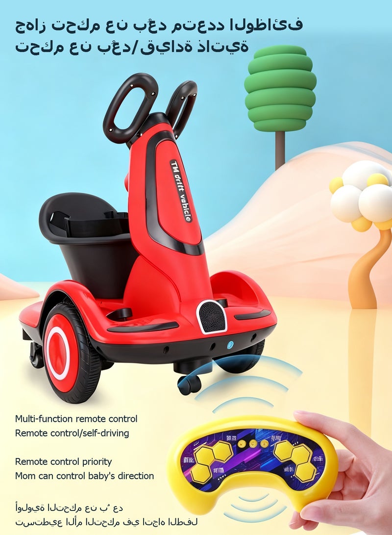 WEMART Kids Electric Scooter with Seat and Safety Belt, 4 Wheels Electric Ride On Toy for Kids, Parent Remote Control Car with Lights and Music, Red, for Girls and Boys - Image 3