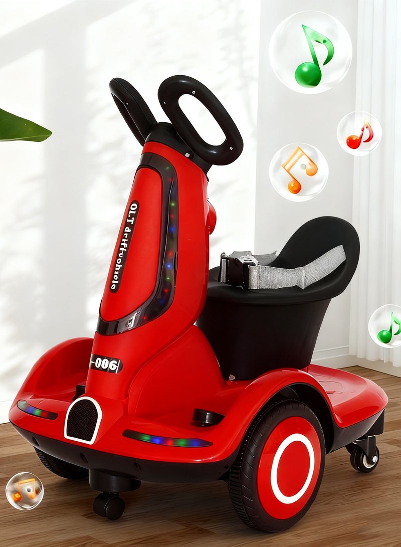 WEMART Kids Electric Scooter with Seat and Safety Belt, 4 Wheels Electric Ride On Toy for Kids, Parent Remote Control Car with Lights and Music, Red, for Girls and Boys - Image 1