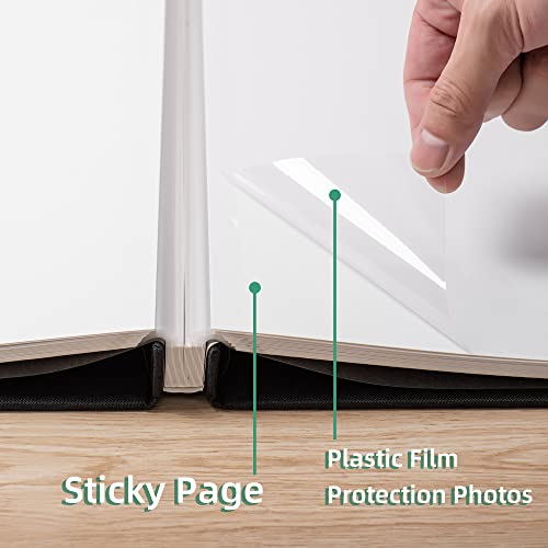 HenPisen Large Photo Album Self Adhesive Scrapbook Album for 4×6 5×7 8×10 Pictures DIY Magnetic Linen Cover Album 40 Pages for Family Wedding Gifts with Metal Pen and Plastic - Image 5