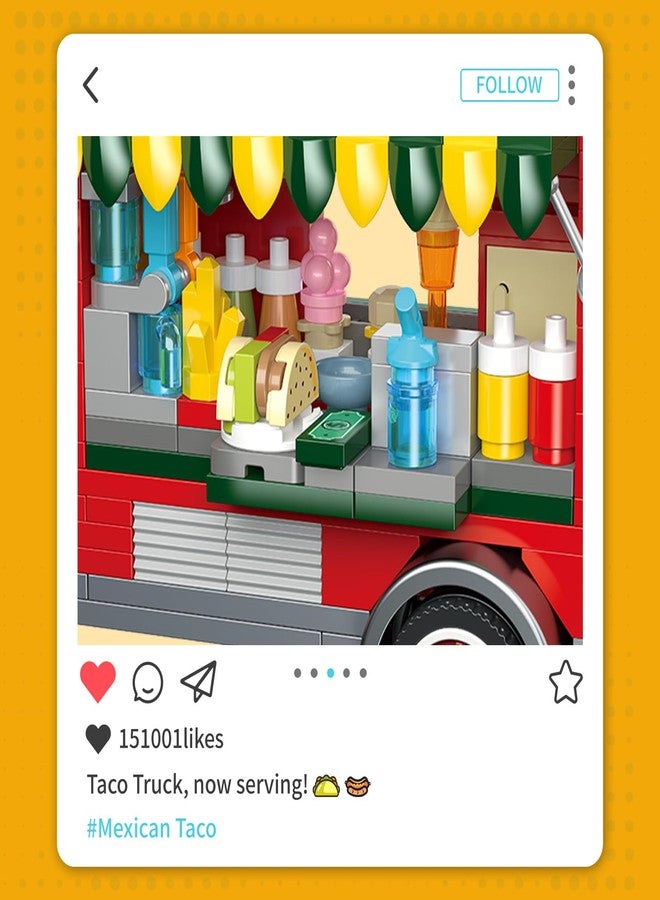 Brihappen Taco Truck Building Blocks Set, Cityscape Series Building Sets with Separate Dining Table and Puppy, Pretend Play DIY Building Toys, Gifts for Family, Friends on Birthday, Festival (615 Pcs) - Image 3