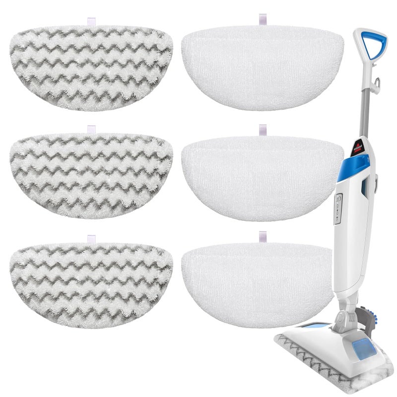S2U 6-Pack Bissell Steam Mop Pads, for Bissell Powerfresh Steam Mop Pads 1940/1806, Thick & Washable Steam Mop Replacement Pads for Weekly Tile/Vinyl/Concrete/Large Home/Garage Cleaning - Image 1