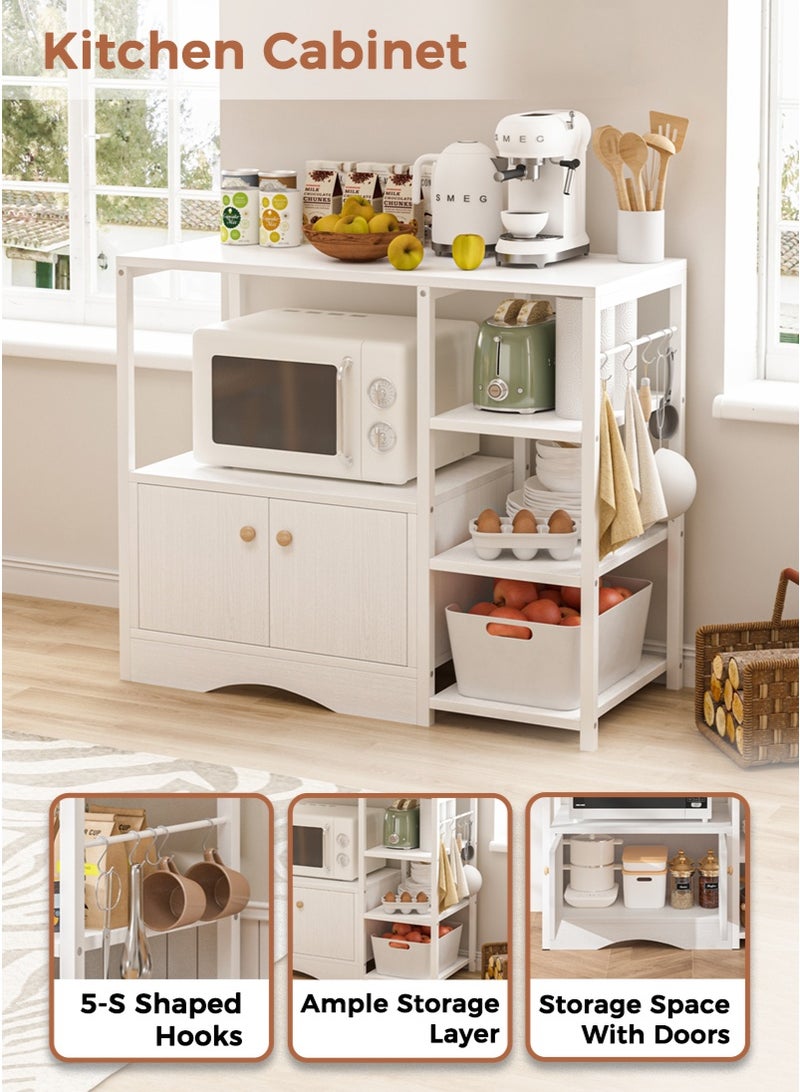 ADEBOLA Coffee Corner with 5 Hook and Storage Cabinet, 3-Tier kitchen cabinet Easy Assembly, stylish coffee corner table, kitchen rack for Living Room, kitchen, Corner, dining room, 90 * 34 * 81.2cm - Image 4