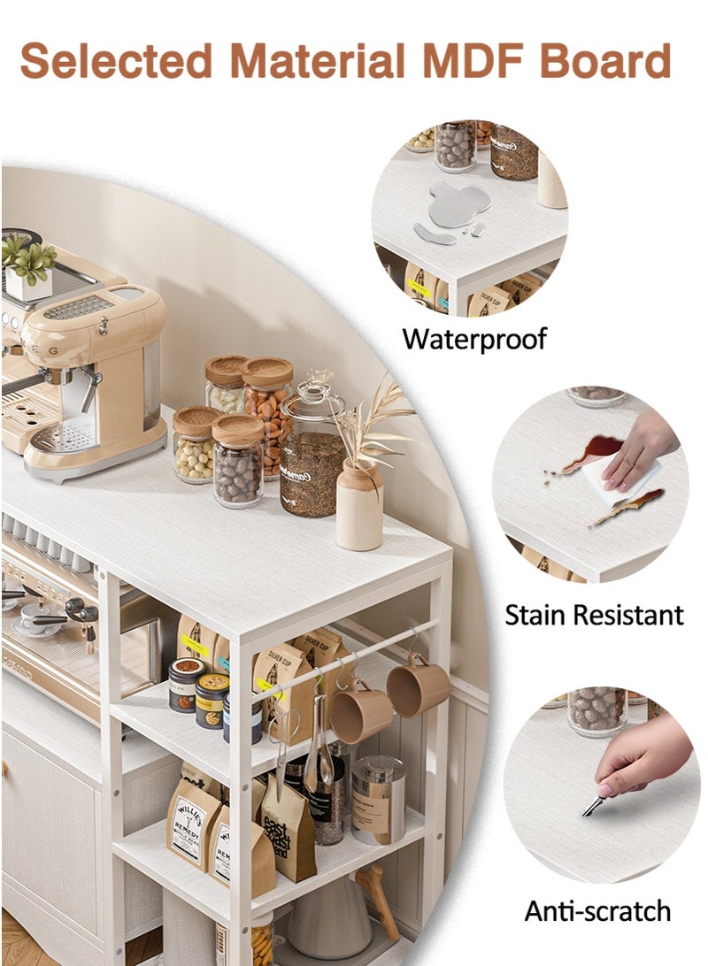 ADEBOLA Coffee Corner with 5 Hook and Storage Cabinet, 3-Tier kitchen cabinet Easy Assembly, stylish coffee corner table, kitchen rack for Living Room, kitchen, Corner, dining room, 90 * 34 * 81.2cm - Image 5