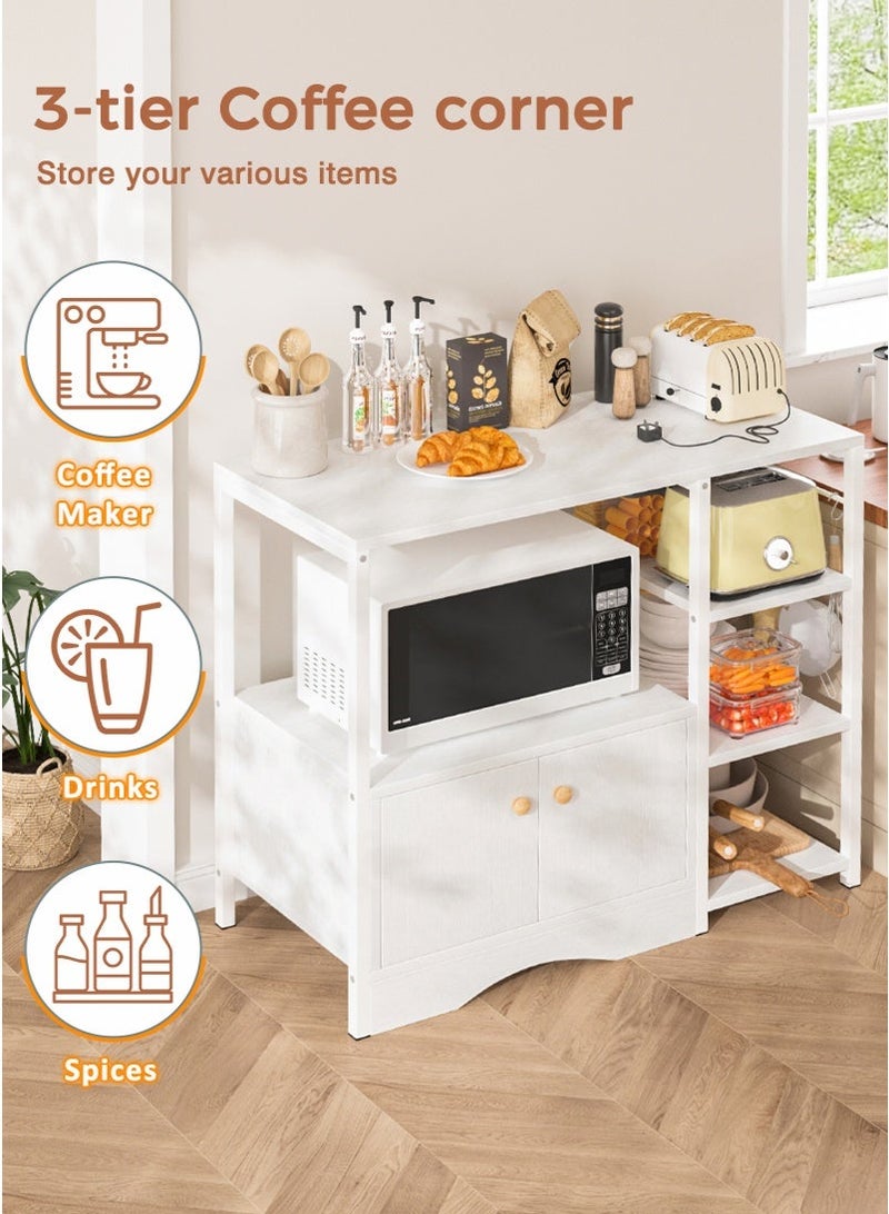ADEBOLA Coffee Corner with 5 Hook and Storage Cabinet, 3-Tier kitchen cabinet Easy Assembly, stylish coffee corner table, kitchen rack for Living Room, kitchen, Corner, dining room, 90 * 34 * 81.2cm - Image 3
