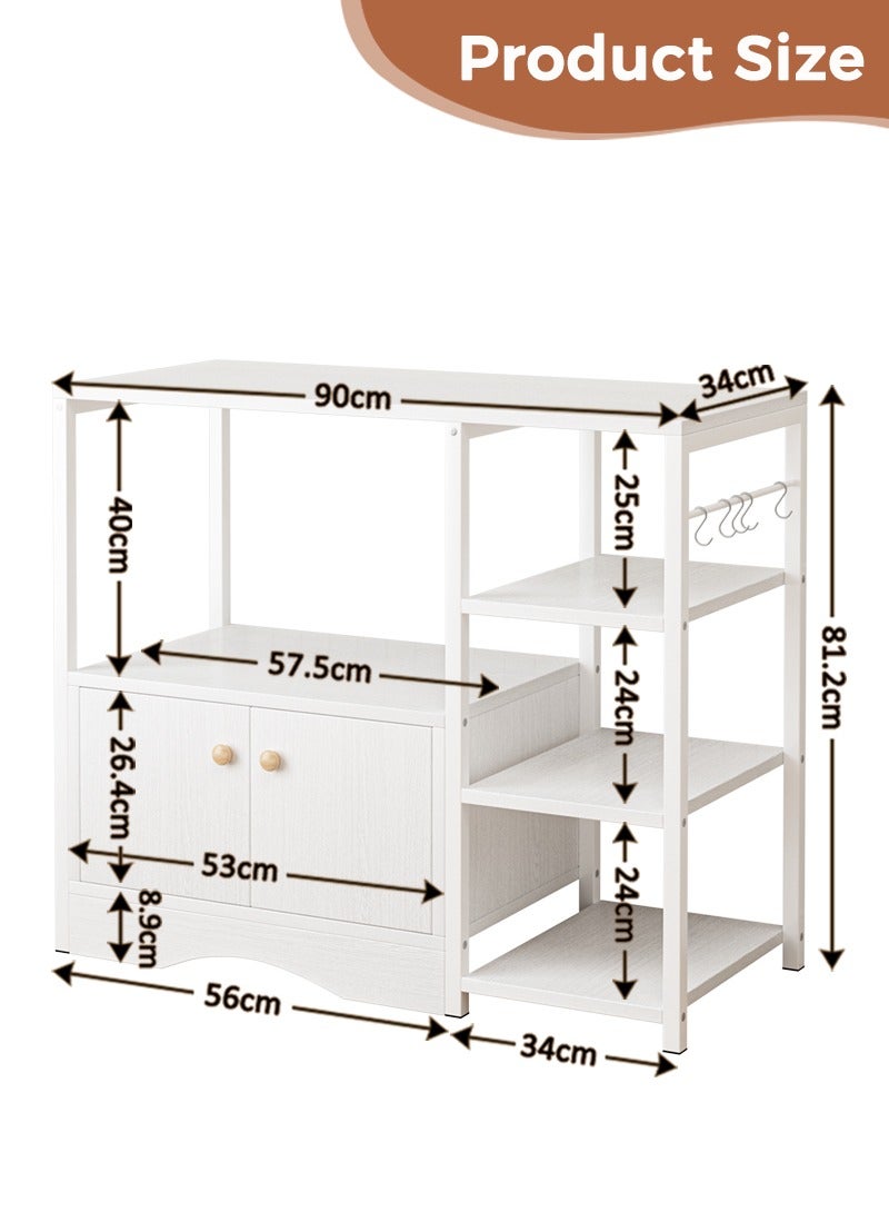 ADEBOLA Coffee Corner with 5 Hook and Storage Cabinet, 3-Tier kitchen cabinet Easy Assembly, stylish coffee corner table, kitchen rack for Living Room, kitchen, Corner, dining room, 90 * 34 * 81.2cm - Image 2