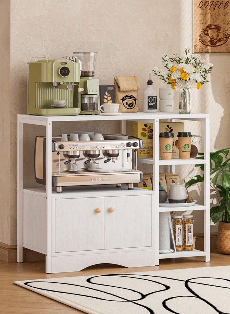 ADEBOLA Coffee Corner with 5 Hook and Storage Cabinet, 3-Tier kitchen cabinet Easy Assembly, stylish coffee corner table, kitchen rack for Living Room, kitchen, Corner, dining room, 90 * 34 * 81.2cm - Image 1
