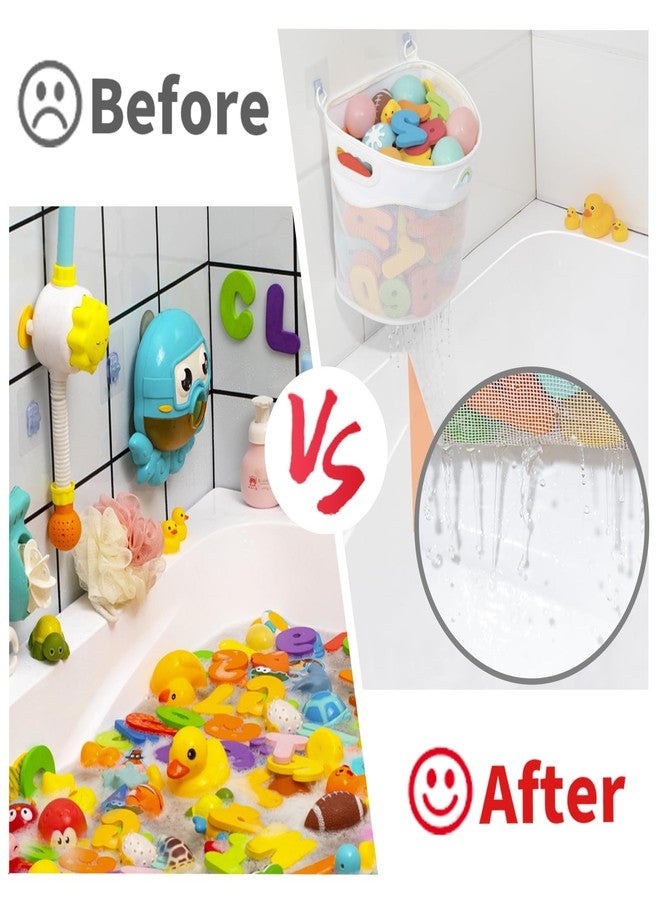 Austion Quick-Fetch Way Mesh Bath Toy Holder, Wide Opening and Large Capacity Bath tub Toy Storage for Easy Access to Toys, Space-Saving Wall-Mounted Bath Toy Organizer, Quick Dry Bathtub Toy Holder - Image 5