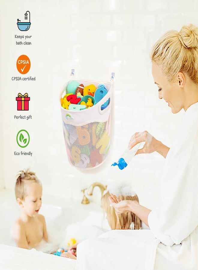 Austion Quick-Fetch Way Mesh Bath Toy Holder, Wide Opening and Large Capacity Bath tub Toy Storage for Easy Access to Toys, Space-Saving Wall-Mounted Bath Toy Organizer, Quick Dry Bathtub Toy Holder - Image 4