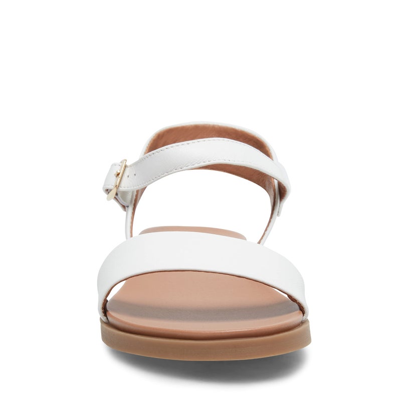 Steve Madden Women's DINA Flat Sandal, White Leather, 9 - Image 5