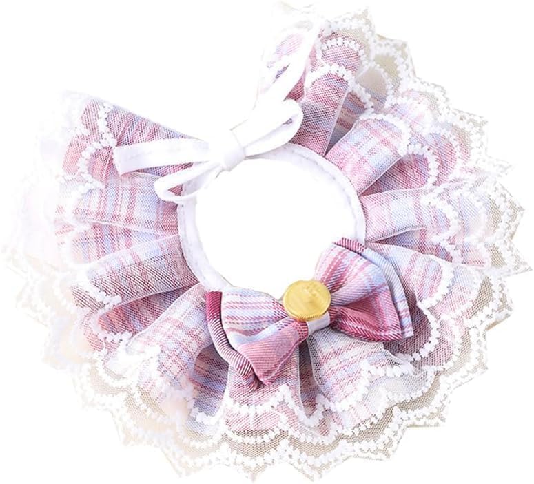 KittuPet Cat Collar - Delicate and Cute Lace Dog Bandana, Pet Bib with Bow Collars Pet Scarf Saliva Towel (Small, Pink) - Image 5