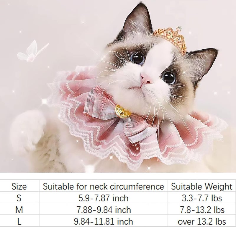 KittuPet Cat Collar - Delicate and Cute Lace Dog Bandana, Pet Bib with Bow Collars Pet Scarf Saliva Towel (Small, Pink) - Image 2