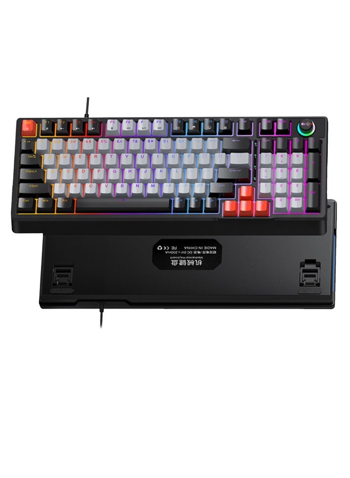 T-WOLF T50 Mechanical USB wired keyboard 97 keys Green axis light with knob Office gaming computer color keyboard Mechanical keyboard - Image 1