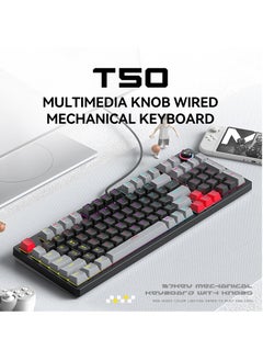 T-WOLF T50 Mechanical USB wired keyboard 97 keys Green axis light with knob Office gaming computer color keyboard Mechanical keyboard  - Image 2