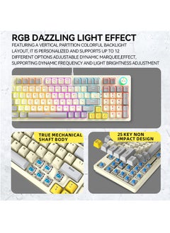 T-WOLF T50 Mechanical USB wired keyboard 97 keys Green axis light with knob Office gaming computer color keyboard Mechanical keyboard  - Image 5