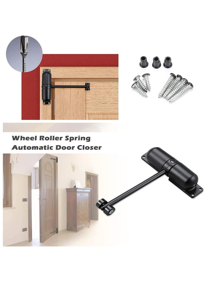 Dovva Automatic Door Closer, Safety Spring Door Closers, Stainless Steel Door Closing Controller for Residential Commercial Use, Automatic Sliding Door Closer for Homes (Black)  - Image 2