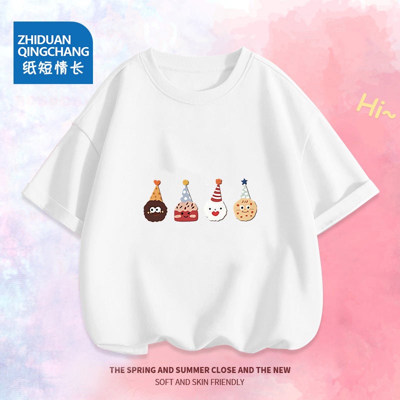 2084# Cotton All-Match Children'S Short-Sleeved Large Children'S Loose T-Shirt Western Style Baby Boys And Girls Children'S Wear - Image 1