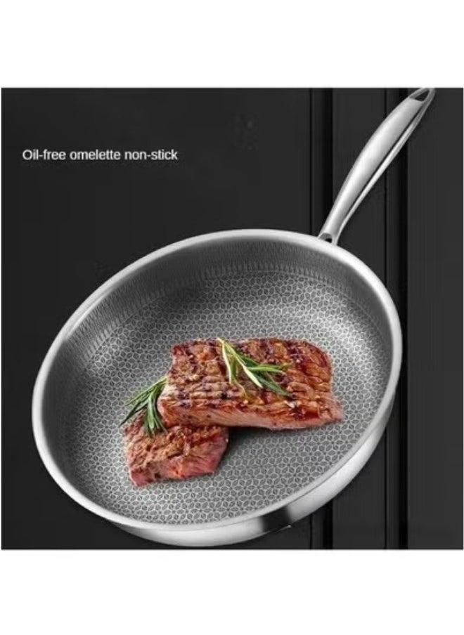 Happy Home - Wok Pan Non-Stick Stainless Steel Stir Fry Pan with Handle – Honeycomb Structure-26cm - Image 1