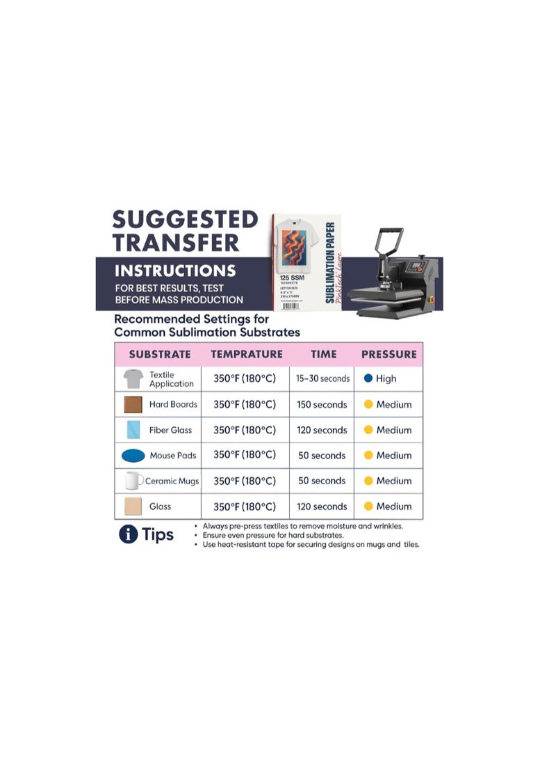 Kalon A4 Sublimation Transfer Paper 100gsm,Heat press transfer paper for mugs, t-shirts, and fabric Inkjet sublimation paper 100 Sheets  - Image 5
