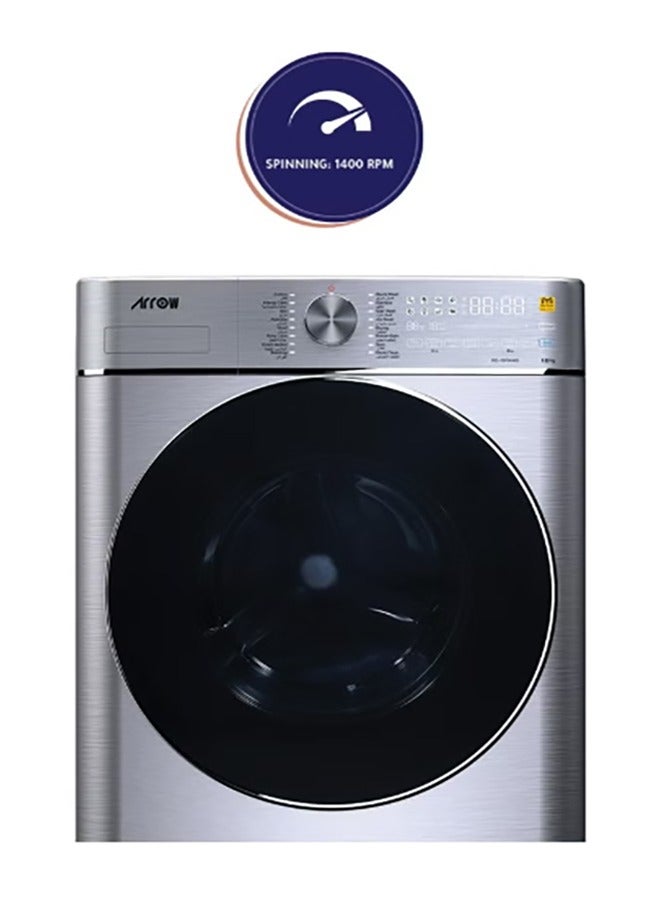 ارو غسالة ملابس أوتوماتيكية بالكامل سعة 10 كجم، سعة تجفيف 6 كجم، سرعة دوران قصوى 1400 دورة في الدقيقة، زاوية فتح الباب 140 درجة، لون فضي | RO-10 FWMS - Image 5