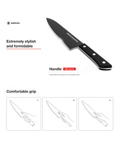 Samura Samura SHADOW Set of 3 Kitchen Knives | Chef's Knife, Utility Knife, Paring Knife | AUS-8 Stainless steel with Black Non-Stick Coating | ABS Plastic Handle | Durable | Heat Resistant | Comfortable  - Image 3