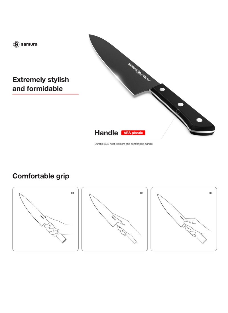 Samura Samura SHADOW Set of 3 Kitchen Knives | Chef's Knife, Utility Knife, Paring Knife | AUS-8 Stainless steel with Black Non-Stick Coating | ABS Plastic Handle | Durable | Heat Resistant | Comfortable  - Image 3