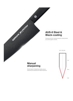 Samura Samura SHADOW Set of 3 Kitchen Knives | Chef's Knife, Utility Knife, Paring Knife | AUS-8 Stainless steel with Black Non-Stick Coating | ABS Plastic Handle | Durable | Heat Resistant | Comfortable  - Image 5