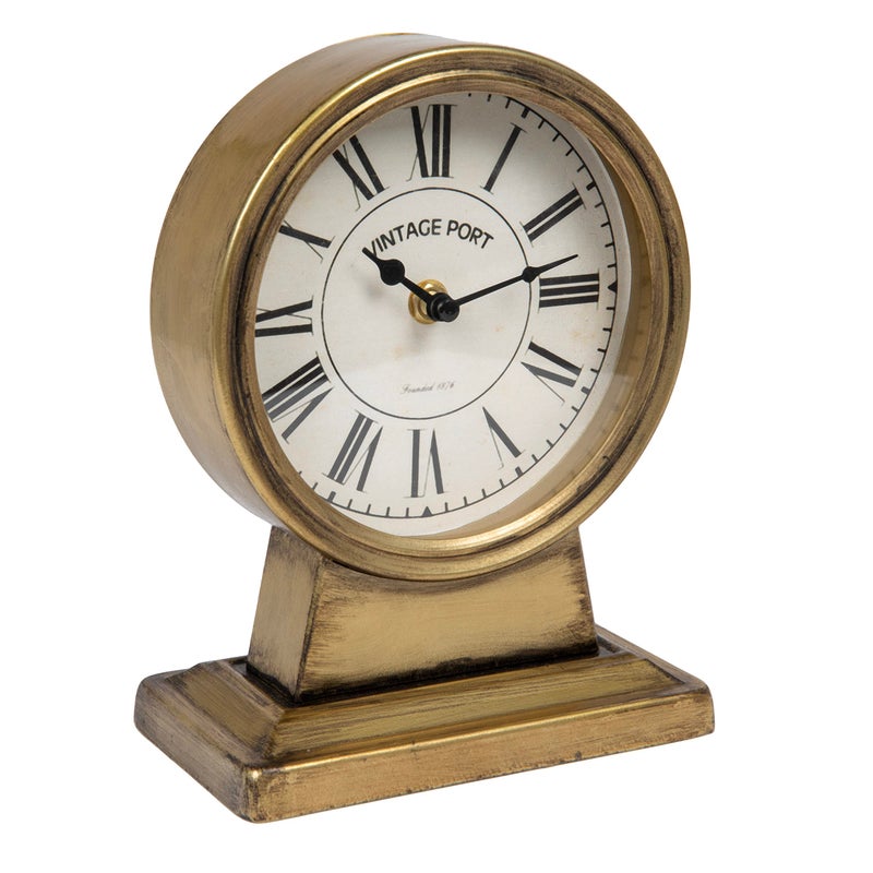 Creative Co-op Creative CoOp Vintage Metal Mantel Clock Gold Finish 