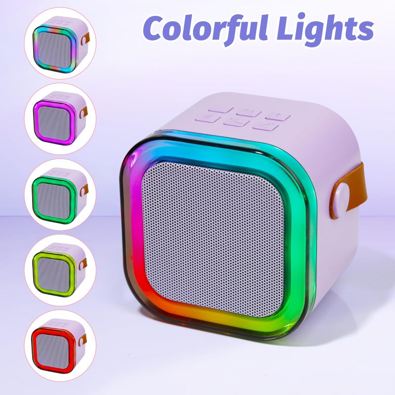 Mini Karaoke Machine for Kids, Portable Karaoke Speaker with 2 Wireless Microphones,Voice Effects,LED Lights, Singing Machine for Girl, Ages 3,4,5,6,7,8,9,10,11,12+ Years Old Birthday Gift(Purple) - Image 5
