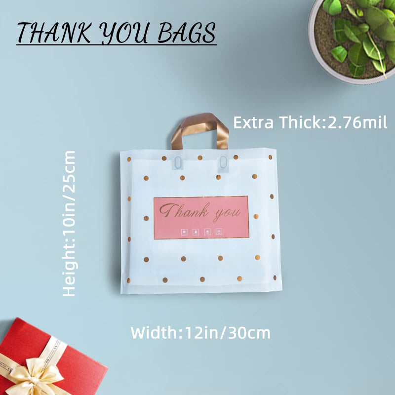 MLAFLY Thank You Bags Shopping Bags, 50 Pack Bulk Merchandise Bags Plastic Boutique Bags for Small Business Retail Bags for Customers Parties Favors Goody Bags(Polka Dot-Small(10"x12")) - Image 3