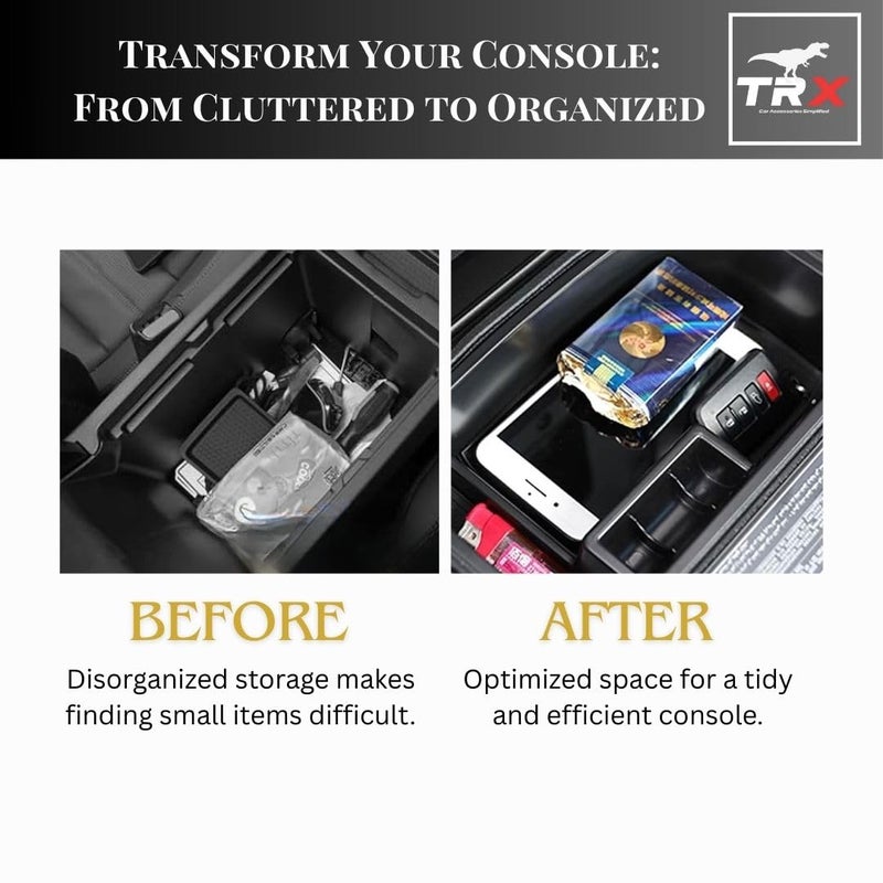 TRX AUTO Center Console Organizer for Toyota Land Cruiser 300 (2022-2025) | Custom Fit Storage Tray with Non-Slip Liner | Organizer for Armrest Storage | Interior Accessories for Land Cruiser 2025 - Image 3
