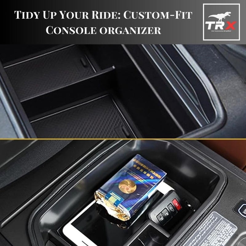 TRX AUTO Center Console Organizer for Toyota Land Cruiser 300 (2022-2025) | Custom Fit Storage Tray with Non-Slip Liner | Organizer for Armrest Storage | Interior Accessories for Land Cruiser 2025 - Image 4