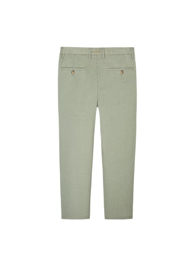 Dancing Wolves Modal + Tencel Spring And Summer Commuting Lycra Men's Casual Cropped Pants 211 Gray Green 33 - Image 5