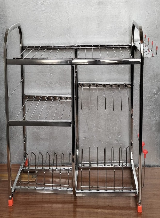 IronTech Stainless Steel Wall Mount Utensils Rack | Dish Rack With Plate & Cutlery Stand | Modular Kitchen Storage Organizer | Modern Utensils Holder (18x24 Inches) - Image 5