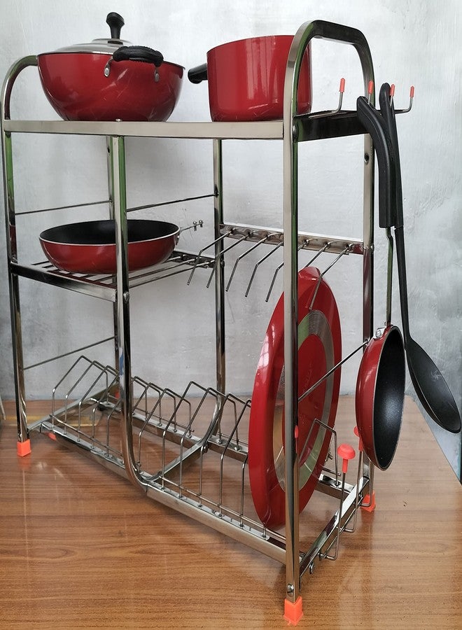IronTech Stainless Steel Wall Mount Utensils Rack | Dish Rack With Plate & Cutlery Stand | Modular Kitchen Storage Organizer | Modern Utensils Holder (18x24 Inches) - Image 2