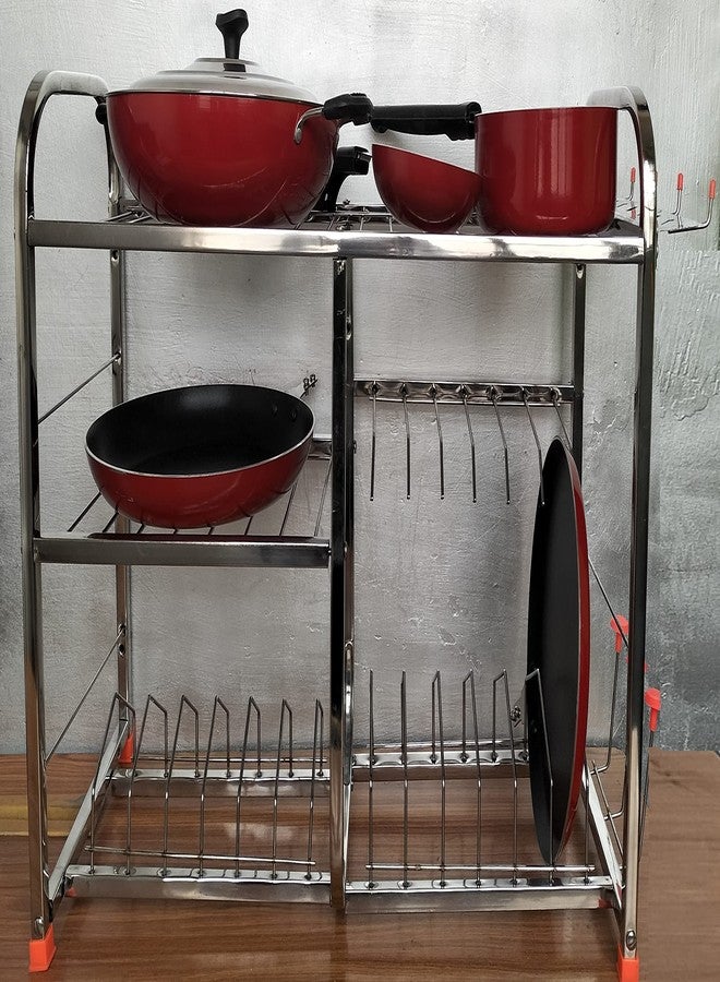IronTech Stainless Steel Wall Mount Utensils Rack | Dish Rack With Plate & Cutlery Stand | Modular Kitchen Storage Organizer | Modern Utensils Holder (18x24 Inches) - Image 1